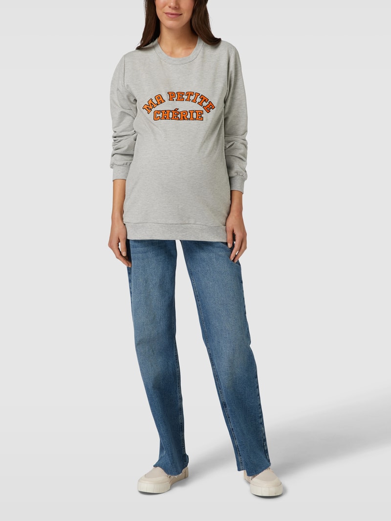 Umstands-Sweatshirt mit Statement-Stitching Modell 'Ulrika' in hellgrau meliert