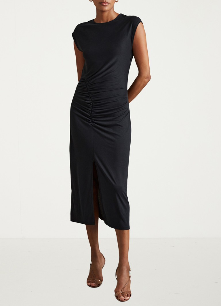 Abito midi Reiss Lenara con spacco e dettagli plissettati