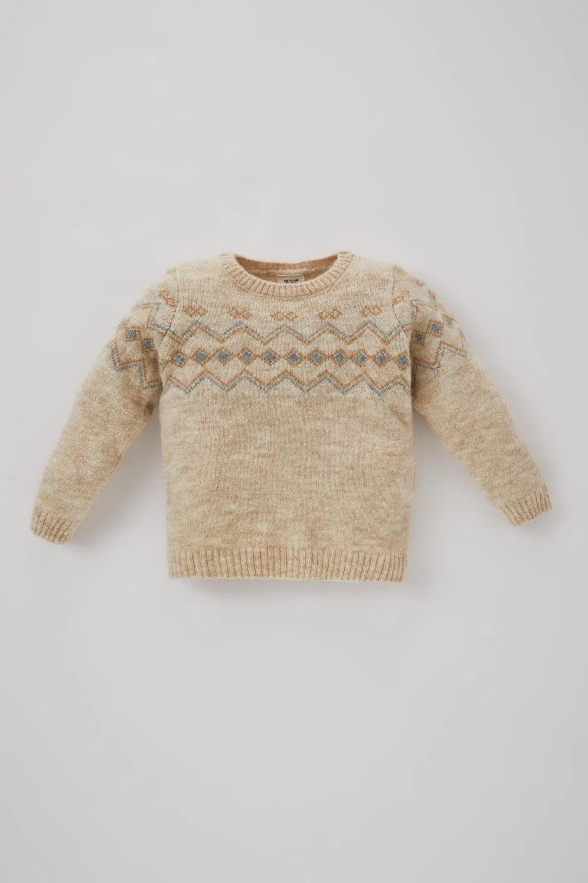 DeFacto  Pullover mit Rundhalsausschnitt und Ethnomuster für Babys (Jungen). Normale Passform