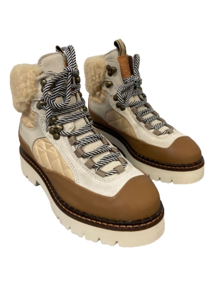 Scotch & Soda Leder-Boots in Braun/ Beige günstig kaufen