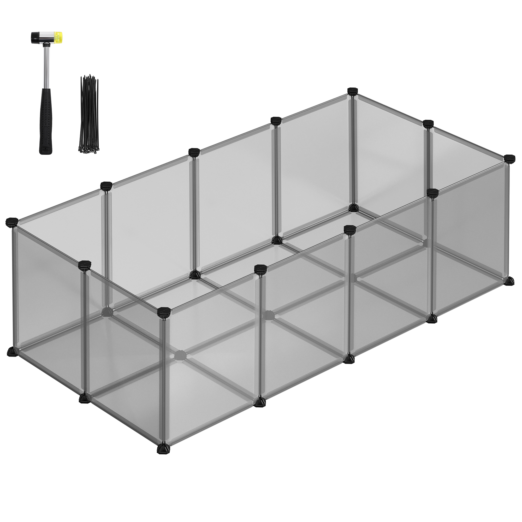 SONGMICS Freigehege SONGMICS L-XL Freigehege mit Bodenplatten grau 1,43 m, 73 cm, 46 cm