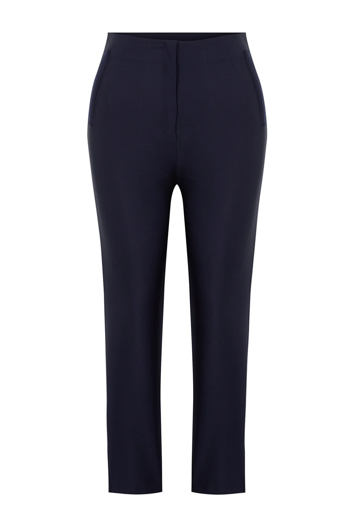 Trendyol Curve  Marineblaue Zigarettenhose aus Webstoff TBBAW23AR00015