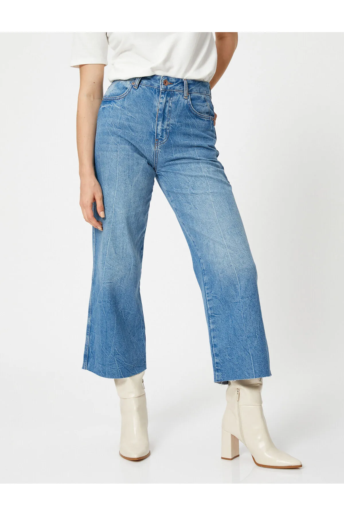 Koton  Extraweite Crop-Jeans – Bianca Crop Jean