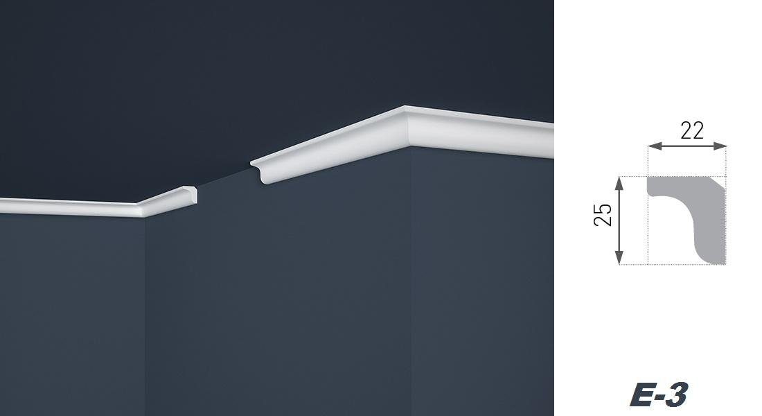 marbet design Stuckleiste E-3, Innen- & Außenecke (1 Stück), XPS Styropor weiß - Deckenleisten Deckenabschlussleisten E-Leisten - (Innen- & Außenecke E-3)