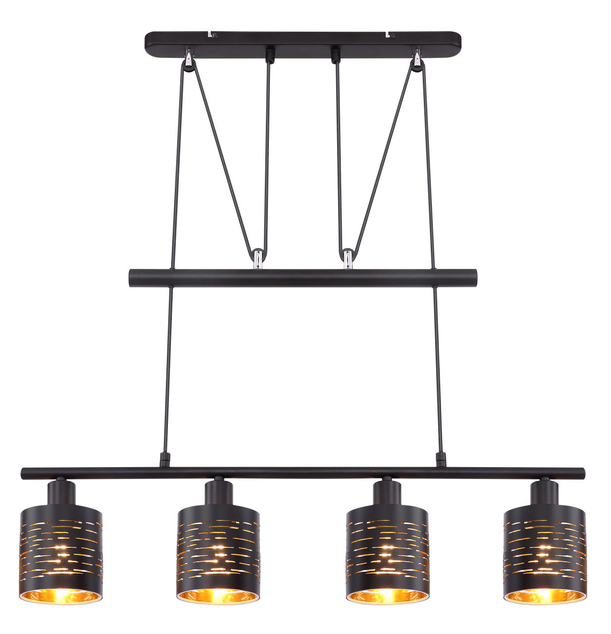 Globo Lighting - TUNNO - Hängeleuchte Metall schwarz, 4x E14 LED