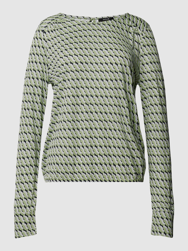 Longsleeve mit Allover-Muster Modell 'Sutha' in hellgrün