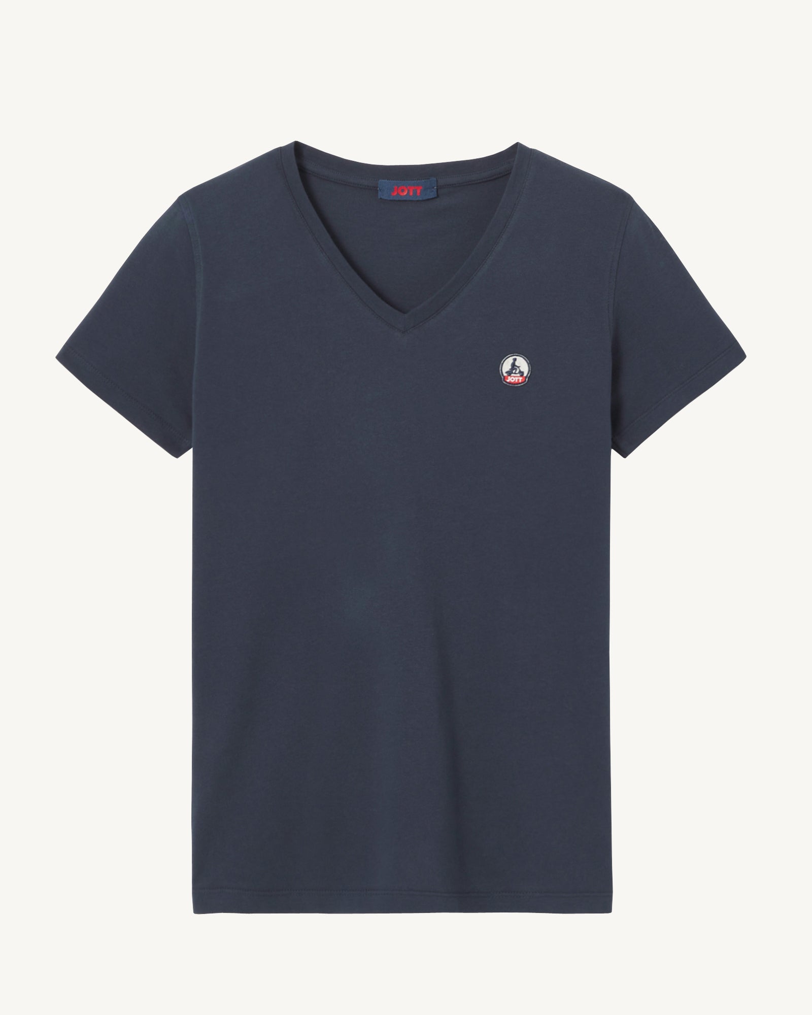 T-shirt uni col V femme en coton biologique Marine Cancun