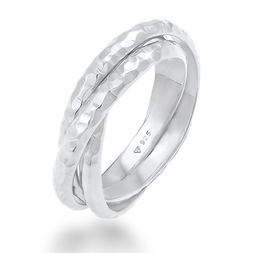 Elli Elli Bague Basic Wickelring Klassik Gehämmert 925 Silber Bague