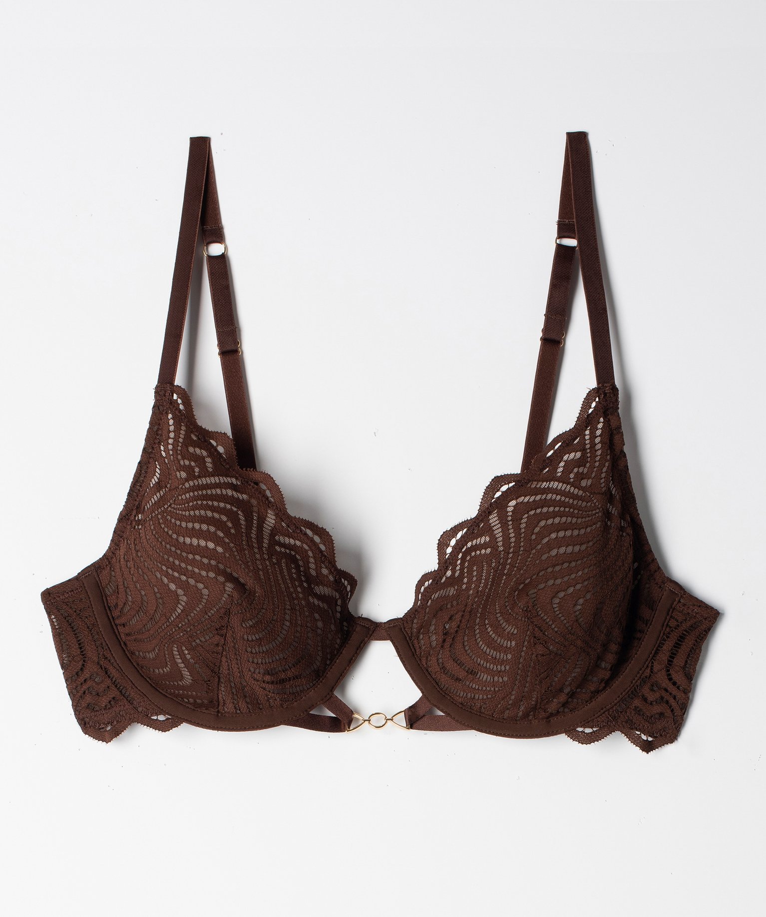 Soutien-gorge corbeille en dentelle avec armatures marron | GEMO