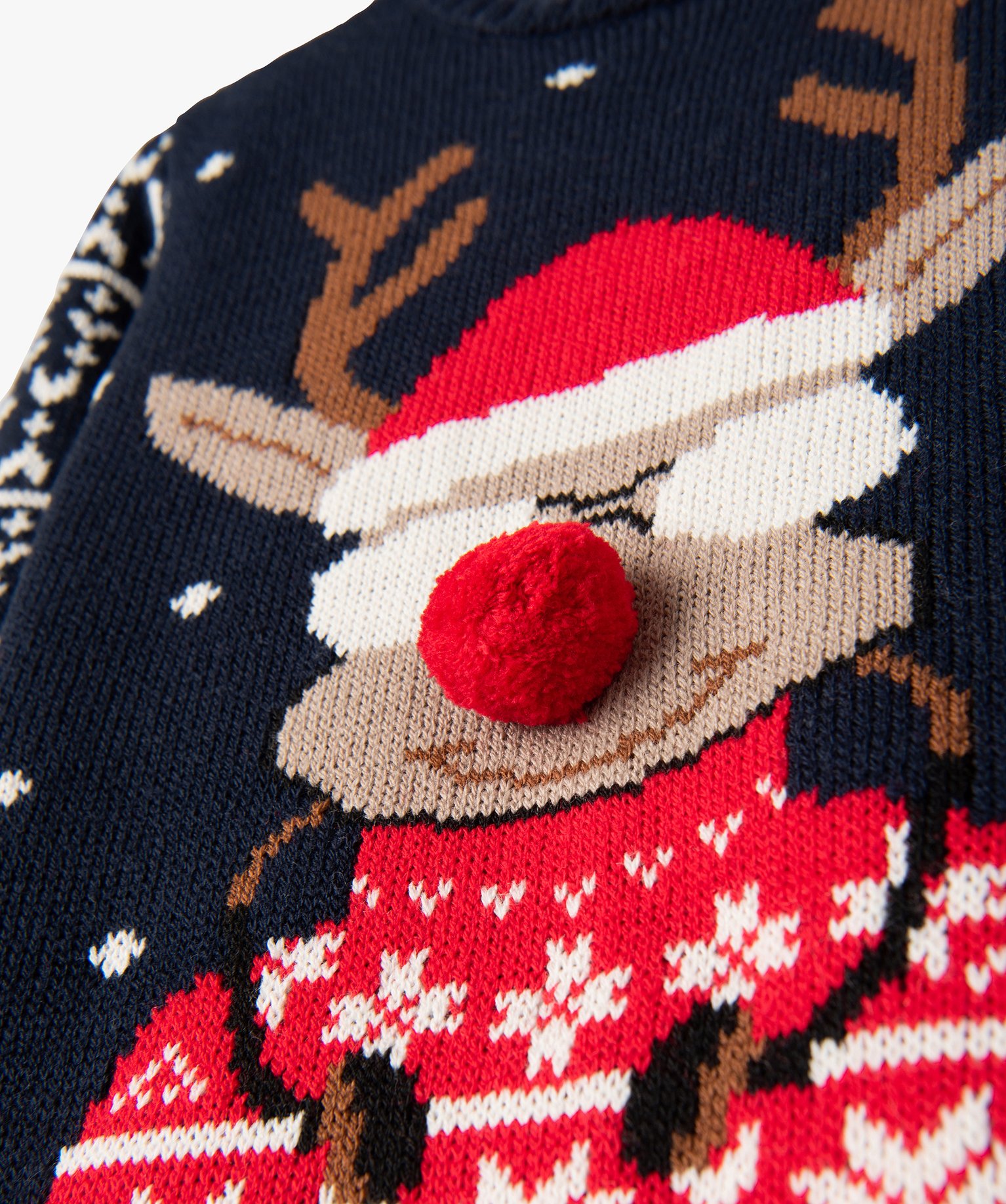 Pull de Nol Garçon avec motif renne et pompon marine | GEMO