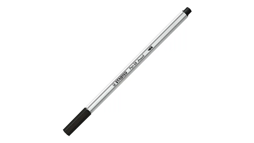 STABILO® Premium-Filzstift mit Pinselspitze für variable Strichstärken - STABILO Pen 68 brush - Einzelstift - schwarz schwarz