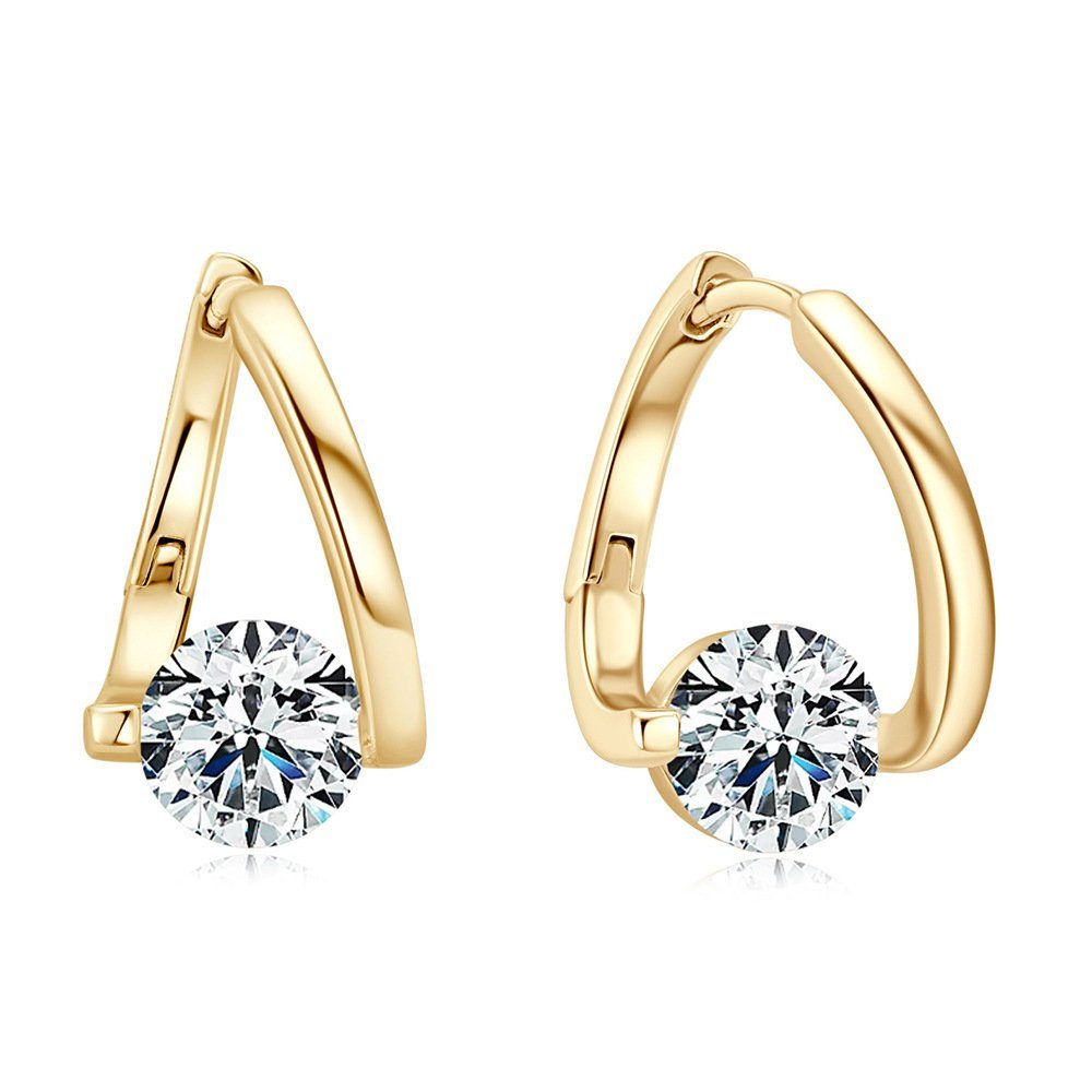 POCHUMIDUU Paar Ohrhänger 925 Sterlingsilber Shiny CZ Creolen (2-tlg., Einzigartige ovale Creolen Huggie), für Frauen Teens Mädchen