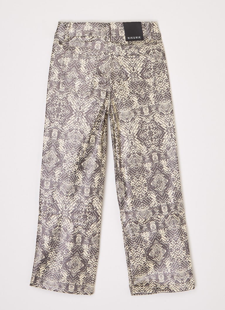 Pantaloni din piele ecologică NIK&NIK, cu talie înaltă și croială dreaptă.