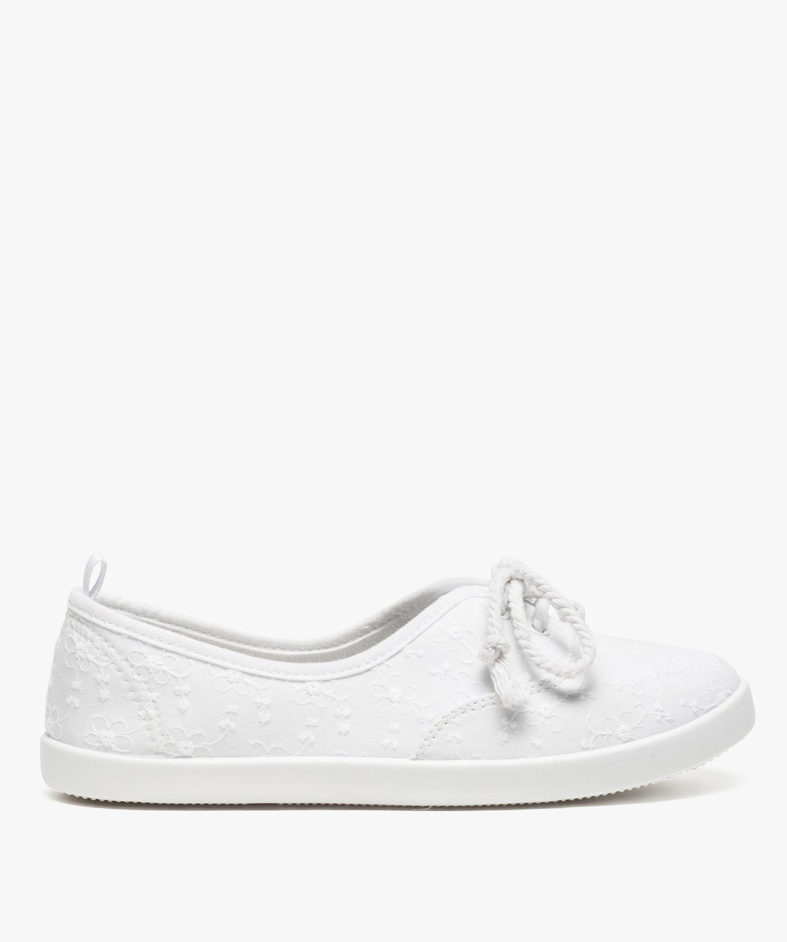 Baskets femme fines en toile avec lacets cordelette blanc | GEMO