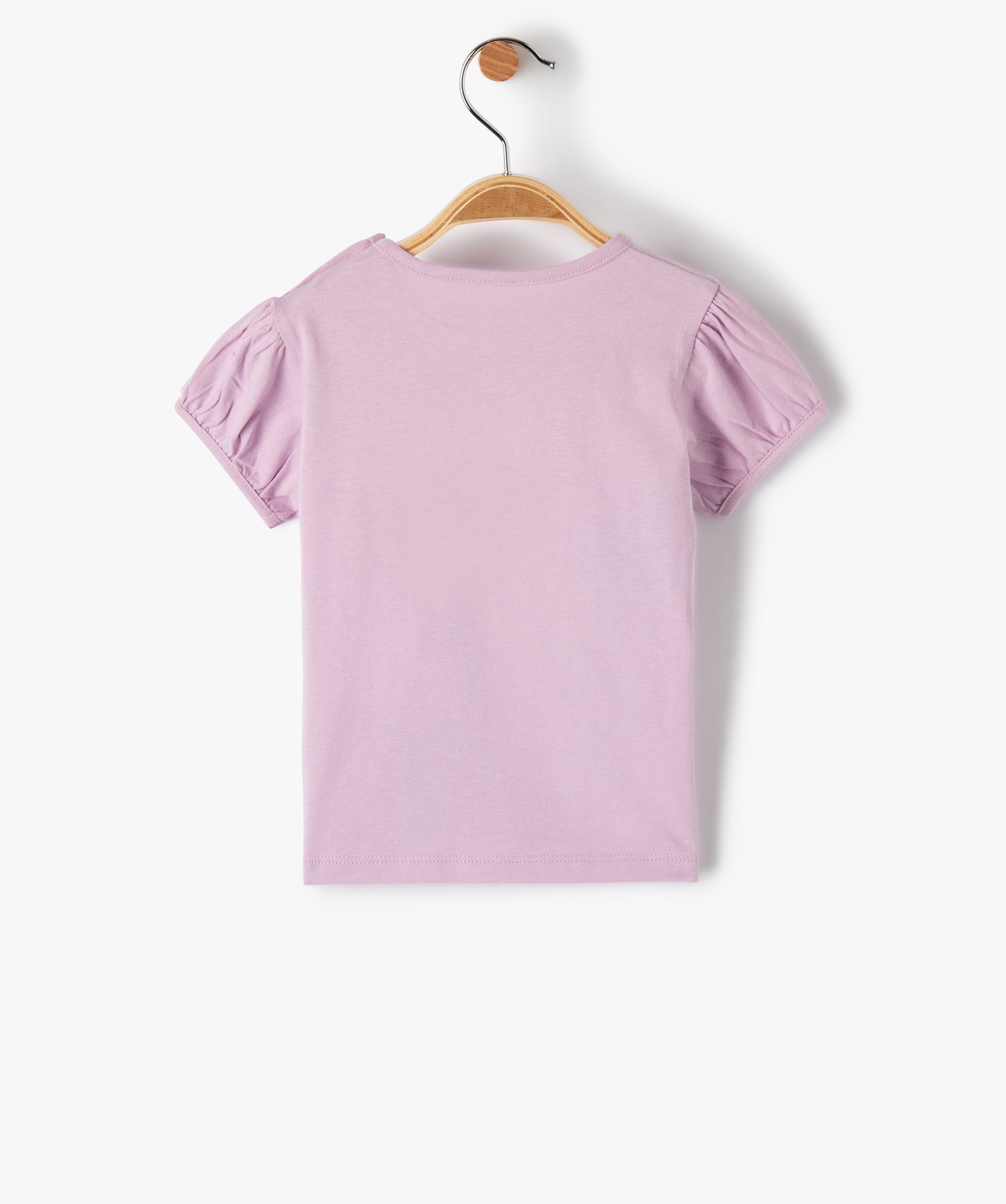 Tee-shirt bébé fille à manches ballon et message pailleté violet clair | GEMO