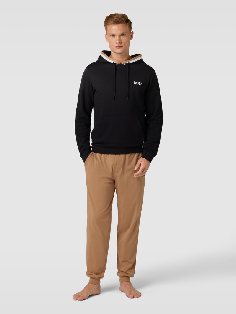 Hoodie mit Label-Stitching Modell 'Iconic' in schwarz