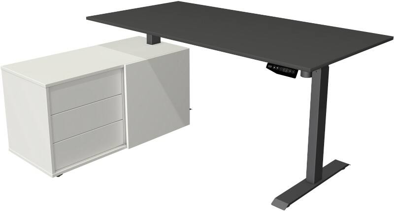 Kerkmann 10216913 Move 1 Elektrisch Höhenverstellbar Sitz-Stehschreibtisch Rechteckig Melamin;Stahl Anthrazit T-Fuß 3 Schübe 1.650 x 1.350 x 1.230 mm