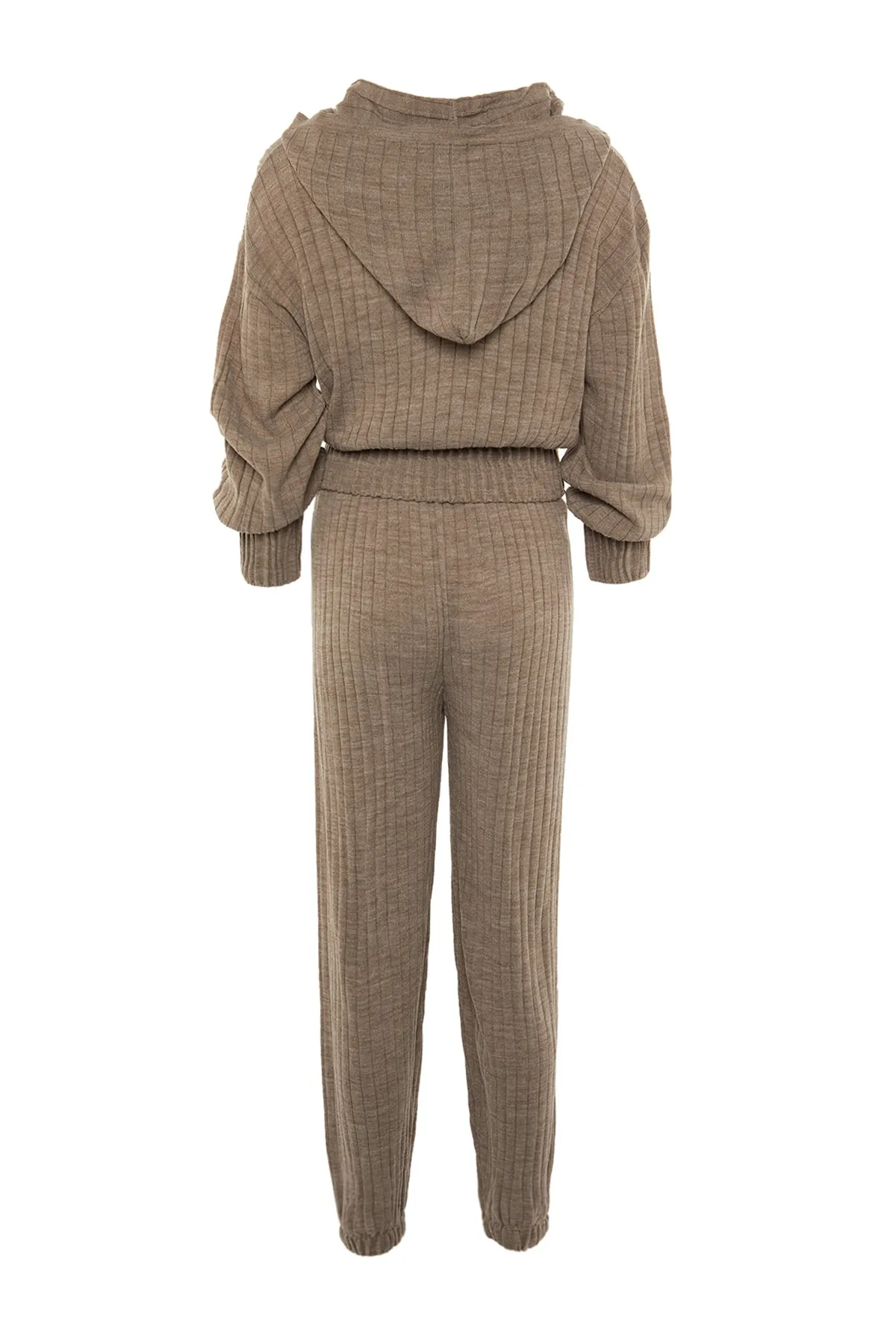 Trendyol Collection  Nerzfarbenes Strickoberteil und -unterteil mit Kapuze TWOAW22AU0044