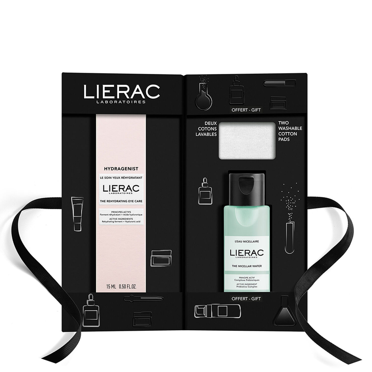 Lierac Hydragenist Coffret Découverte - Soin Yeux Hydragenist 15 ml + Eau Micellaire 50 ml + 2 Cotons Lavables