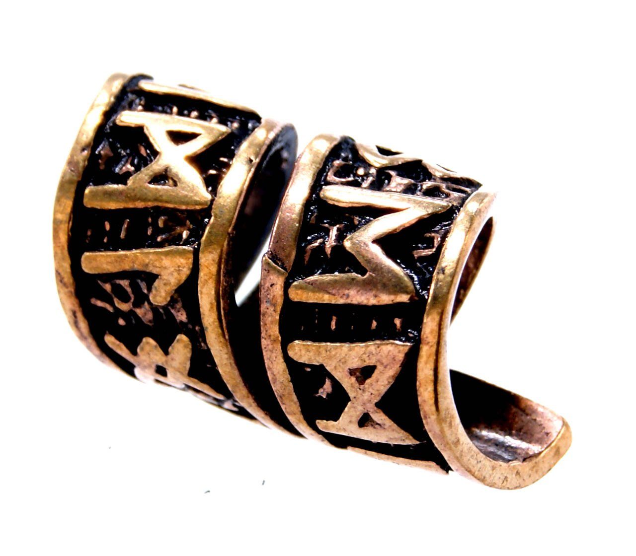 Kiss of Leather Bartbürste Bartperle Haarperle Bronze Runen Futhark Spirale Bartschmuck 8 mm
