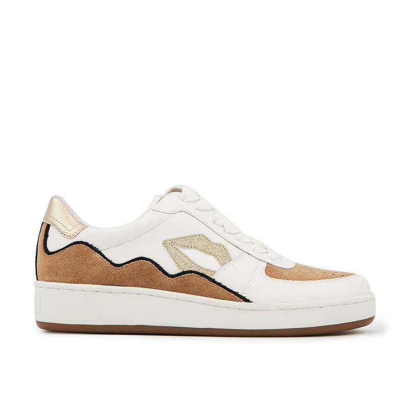 Baskets en cuir Loulou blanc gold suede
