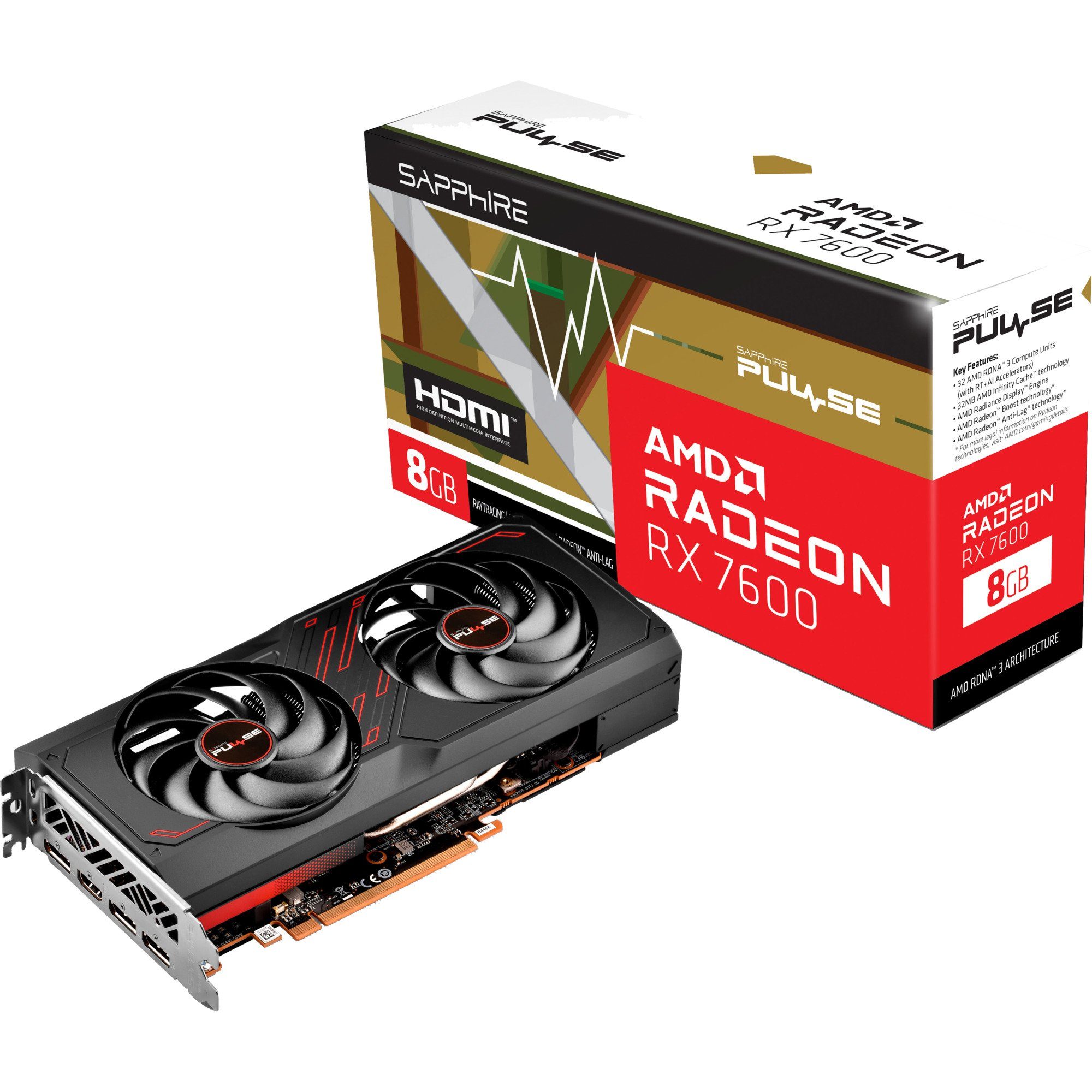 Sapphire SAPPHIRE Radeon RX 7600 PULSE GAMING OC, Grafikkarte (8 GB)