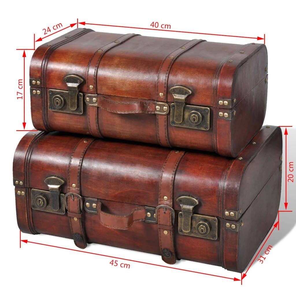 vidaXL Aufbewahrungsbox Dekokoffer aus Holz 2 Stk. Retro-Stil Braun