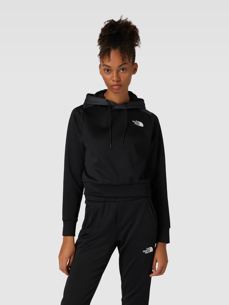 Cropped Hoodie mit Label-Print Modell 'REAXION' in schwarz