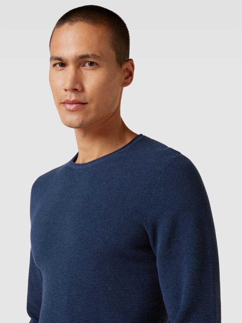 Strickpullover mit Rundhalsausschnitt in marineblau meliert