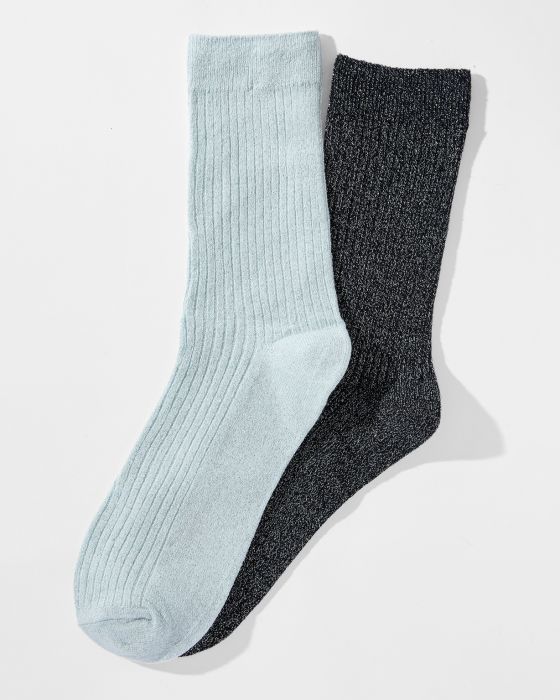 Lot de 2 paires de chaussettes maille côtelée fantaisie