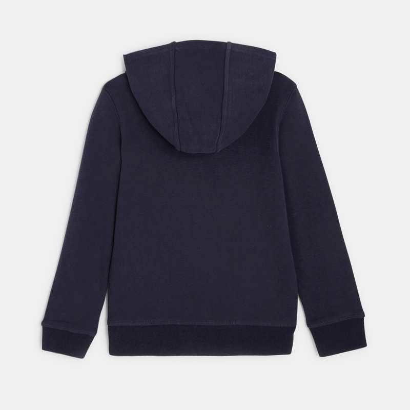 Sweat-shirt uni à capuche bleu garçon
