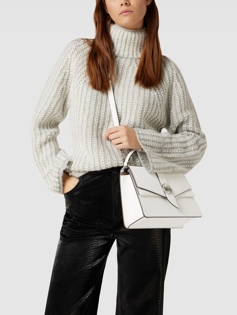 Handtasche mit Label-Applikation Modell 'GREENWICH' in weiß
