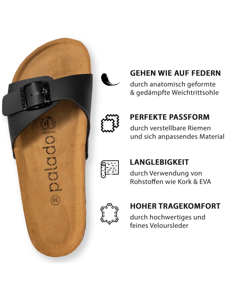 palado Pantoletten in Basic Matt Schwarz günstig kaufen