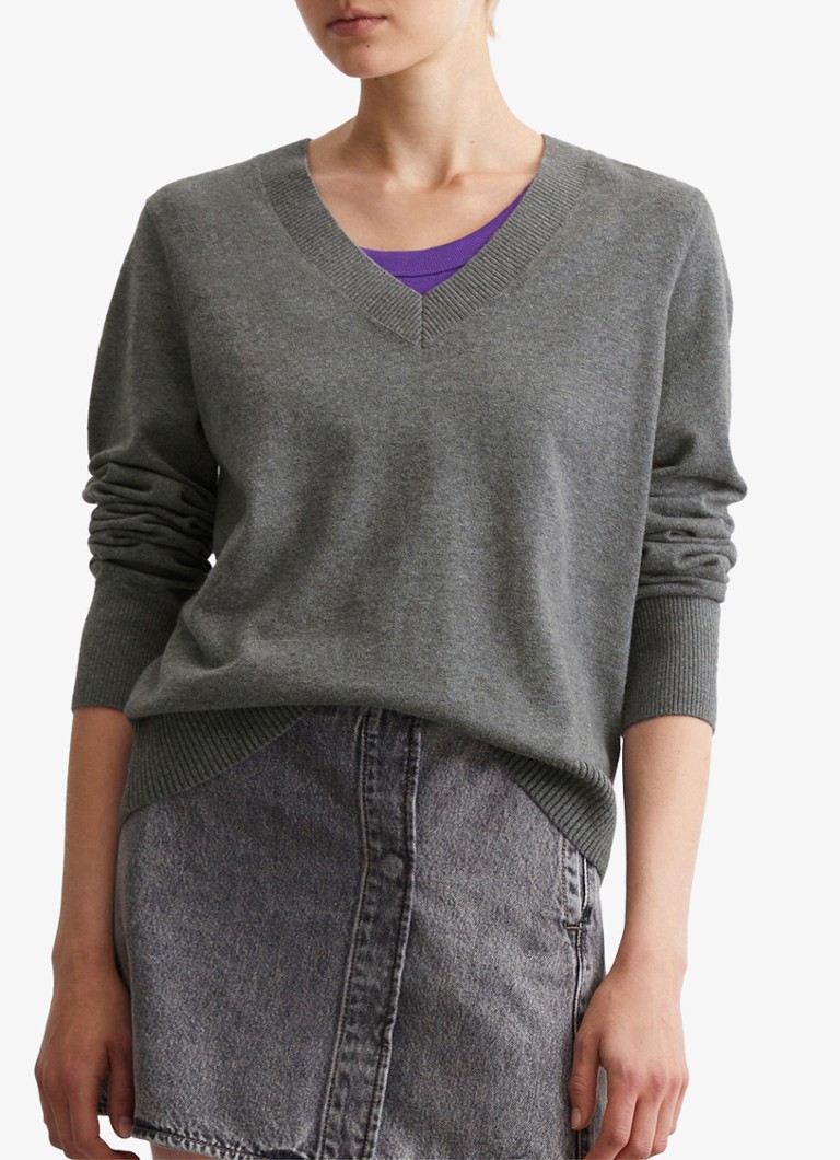 Marc O'Polo Denim Fine-knit wool blend pullover with V-neck