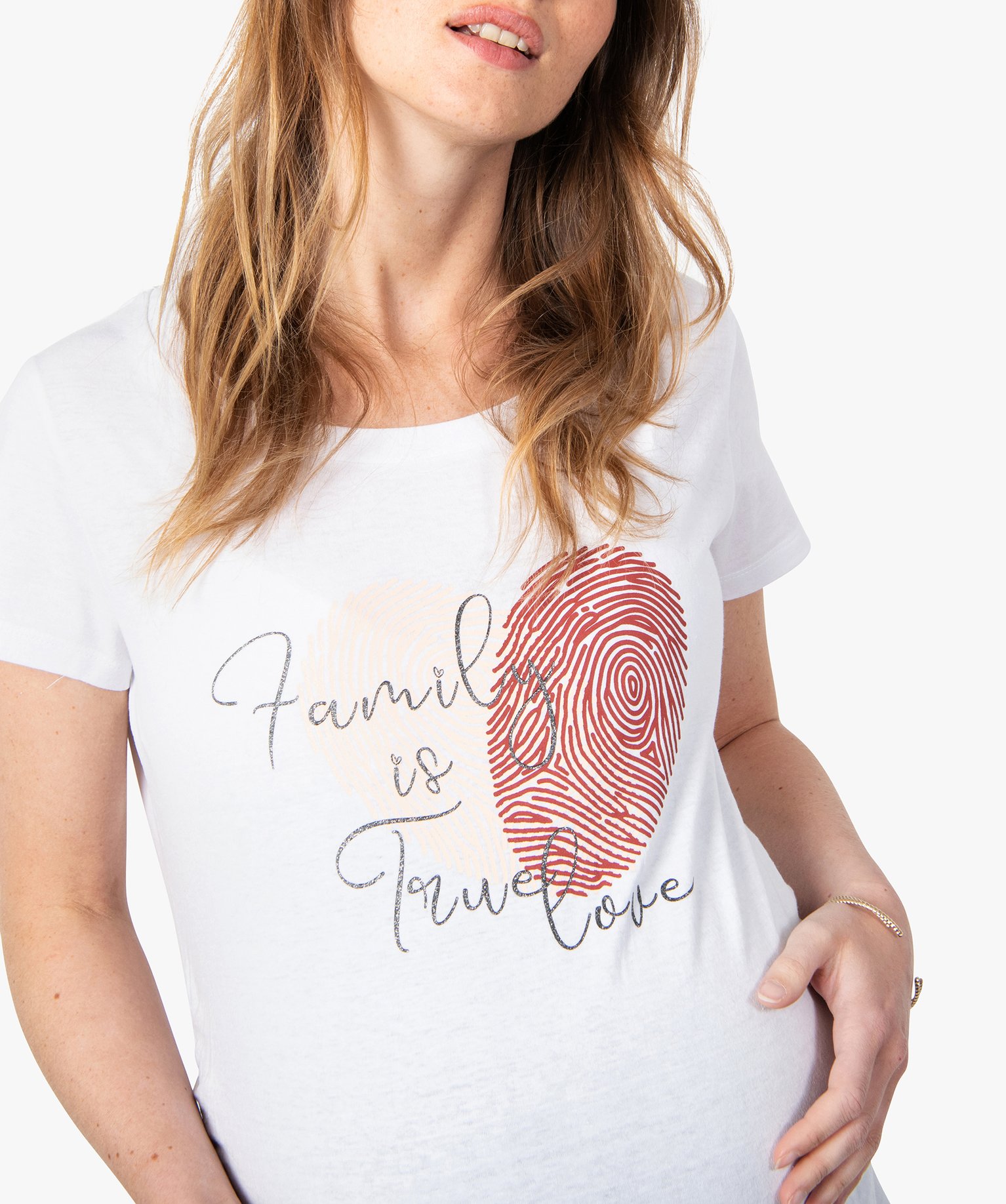 Tee-shirt de grossesse avec motif graphique blanc | GEMO