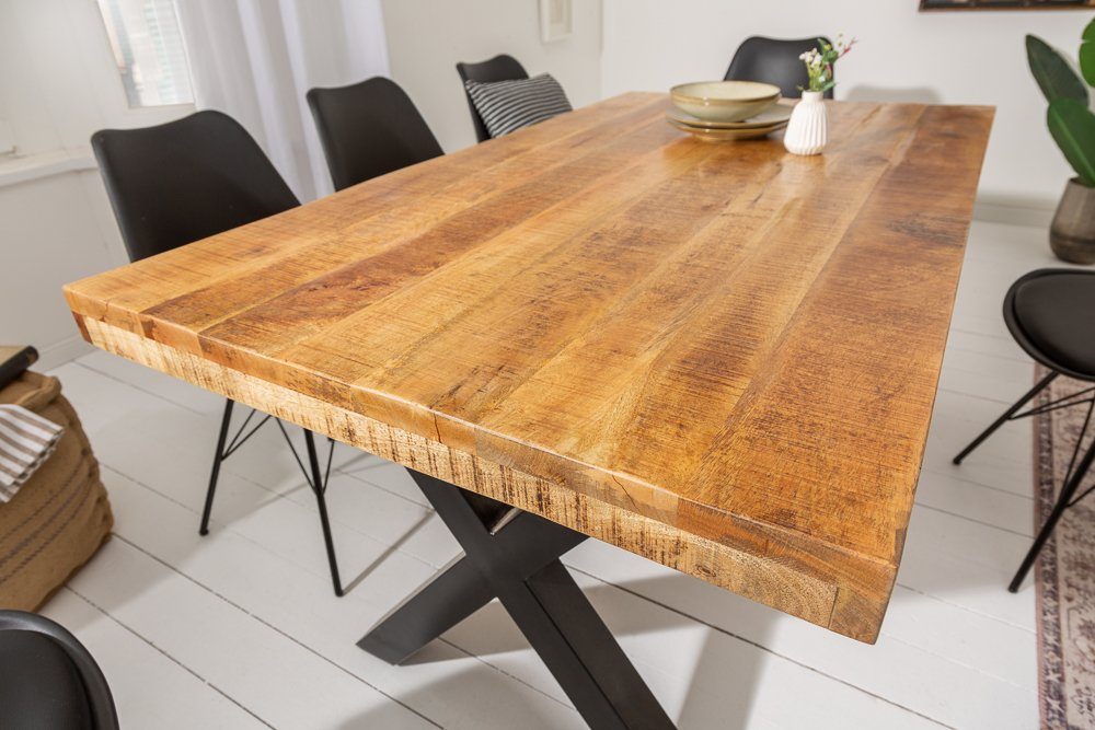 riess-ambiente Esstisch IRON CRAFT 160cm natur / schwarz (Einzelartikel, 1-St), Massivholz · Metall · X-Gestell · Mangoholz · Industrial