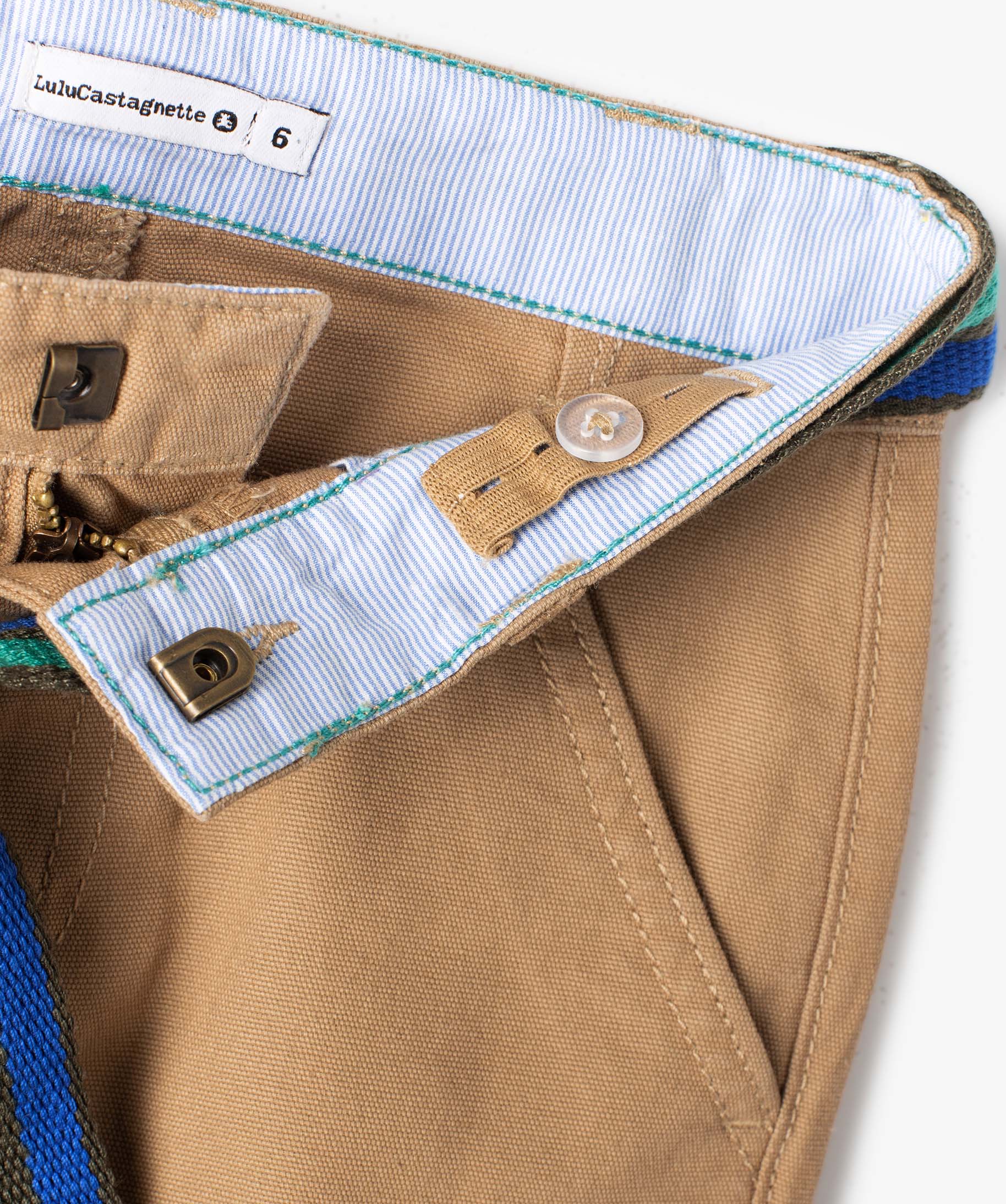 Pantalon Garçon cargo en twill avec ceinture rayée - LuluC... beige | GEMO
