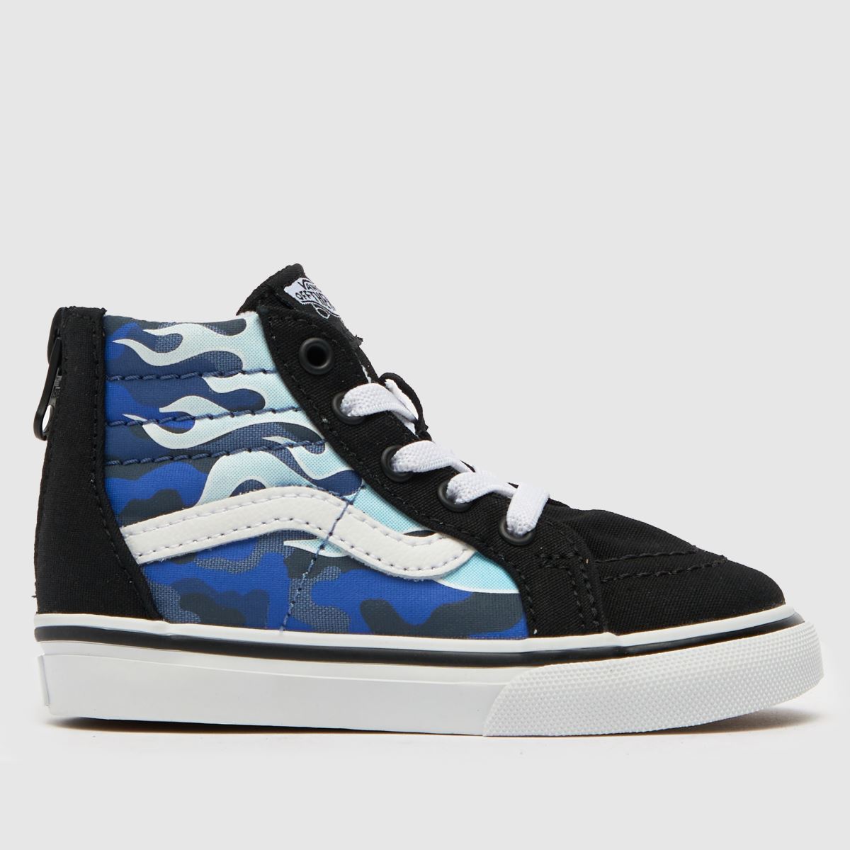 Vans svarta och blåa sk8-hi dragkedja camo flame pojkar småbarnssneakers