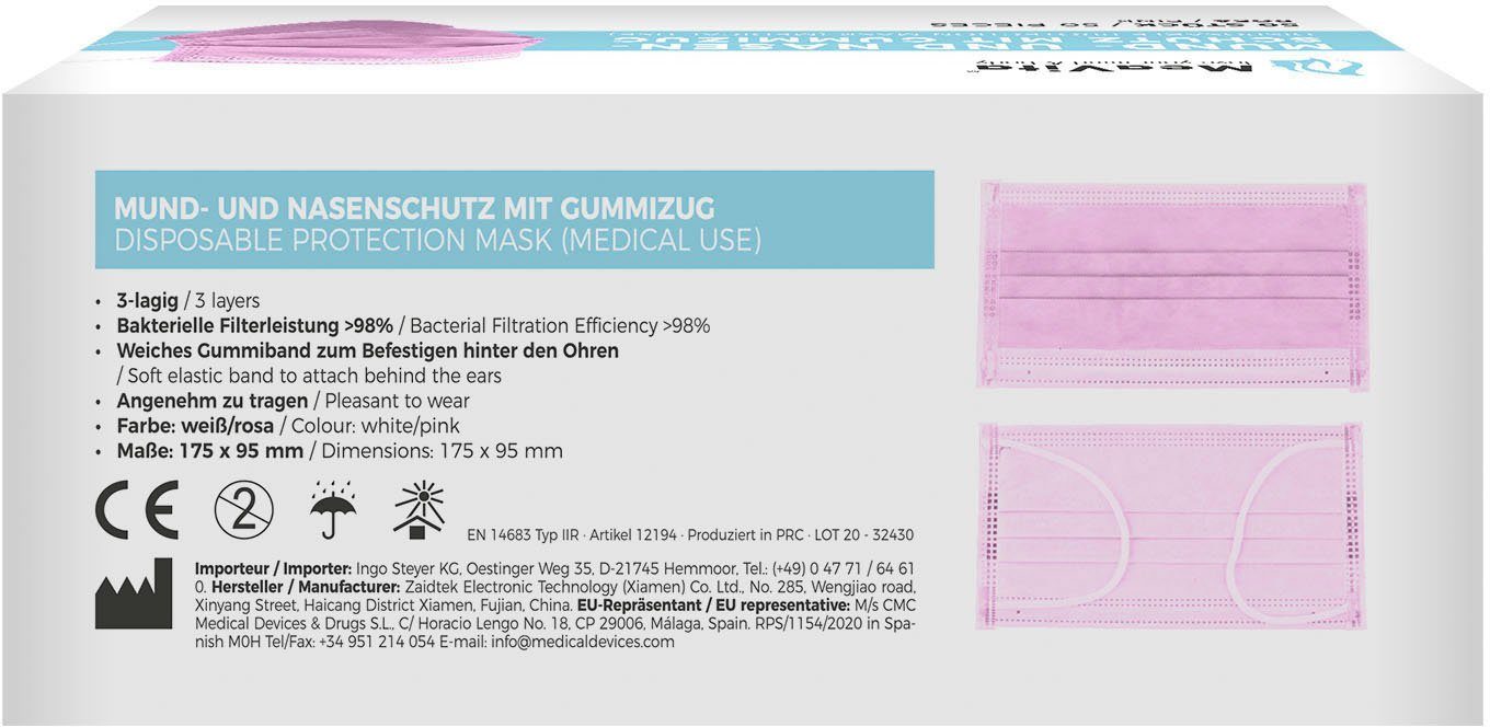 Medizinischer Mund-Nasen-Schutz, Packung, 50-St.