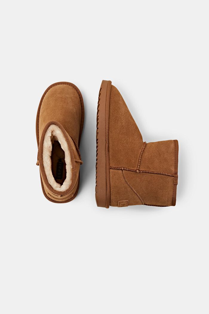 Veloursleder-Boots mit Kunstfellfutter