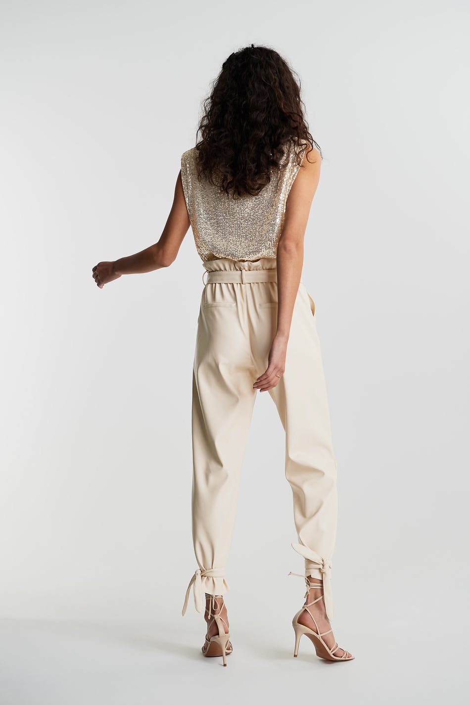Lara belted PU trousers