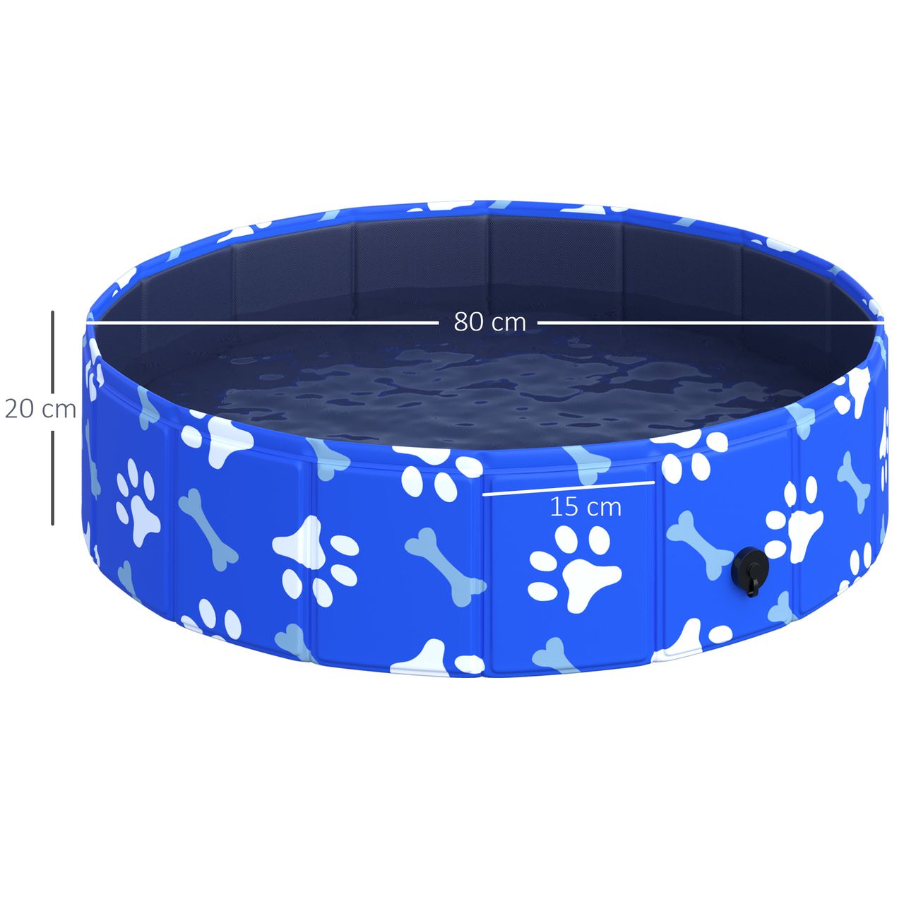 PawHut Hundebadewanne Hundepool Hunde Badewanne Wasserbecken faltbar Ø80x20Hcm