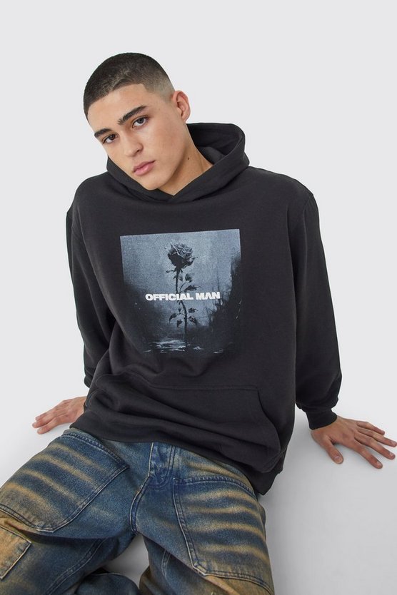 Oversize Hoodie mit Rosen-Man-Print