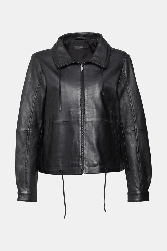 Lederjacke mit Kordelzug