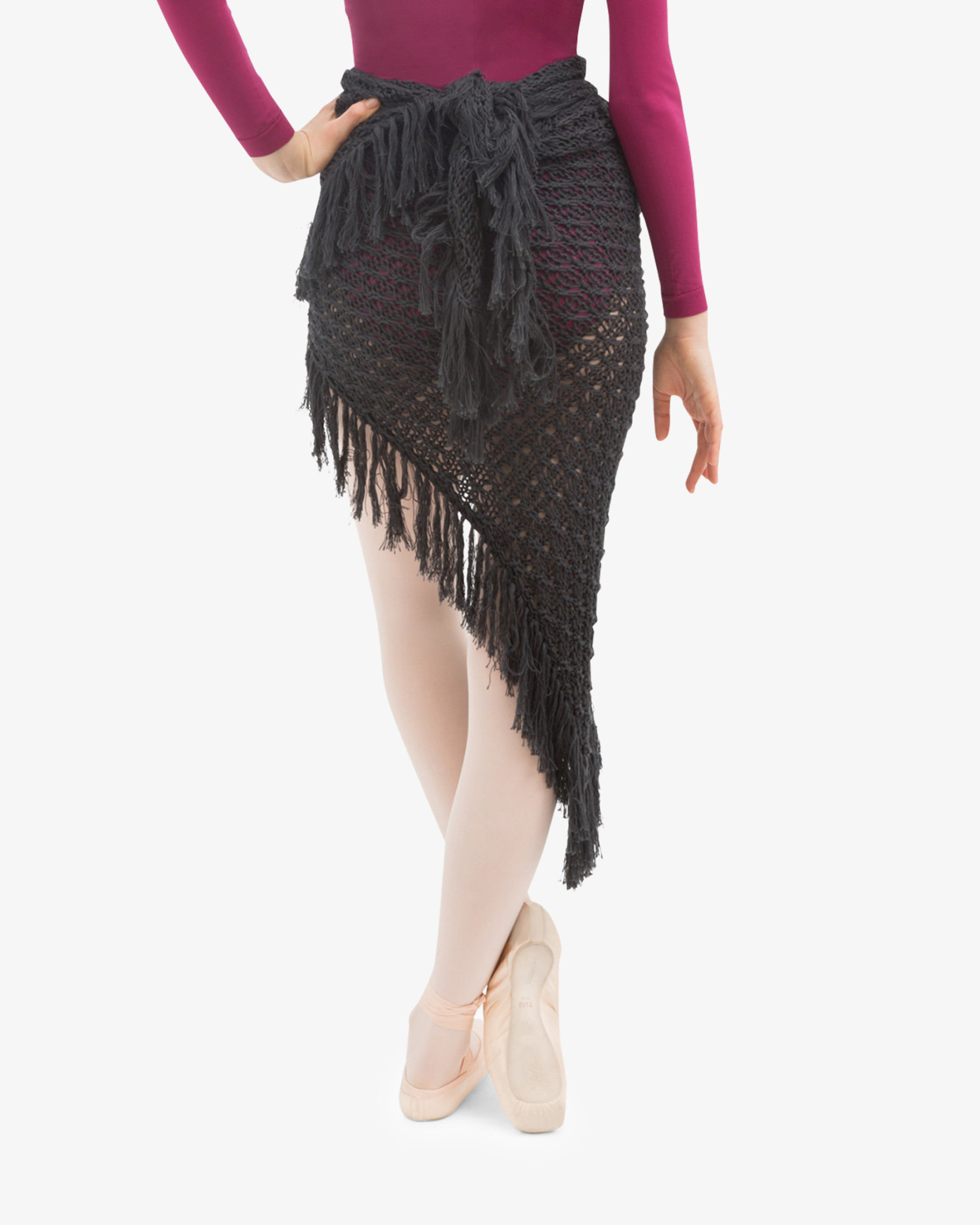 Knit shawl with fringes