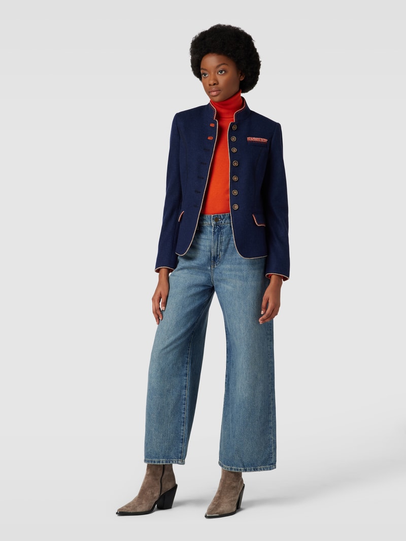 Blazer mit Kontrastbesatz in marineblau
