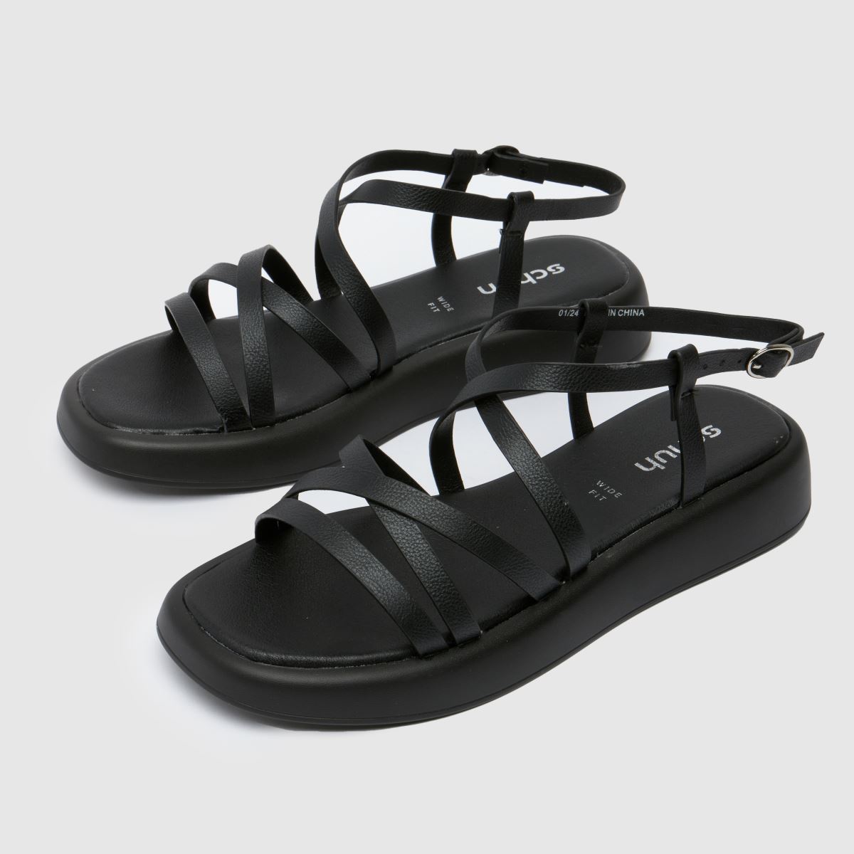 Schuh Wide Fit Tristan pántos szandálok fekete színben
