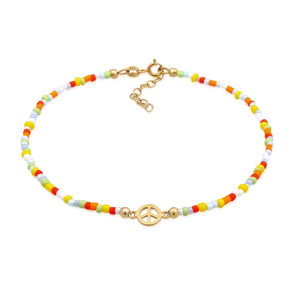 Elli Elli Bracelet de Cheville Femmes Bracelet de cheville Peace Symbole Perles de ver Bijoux