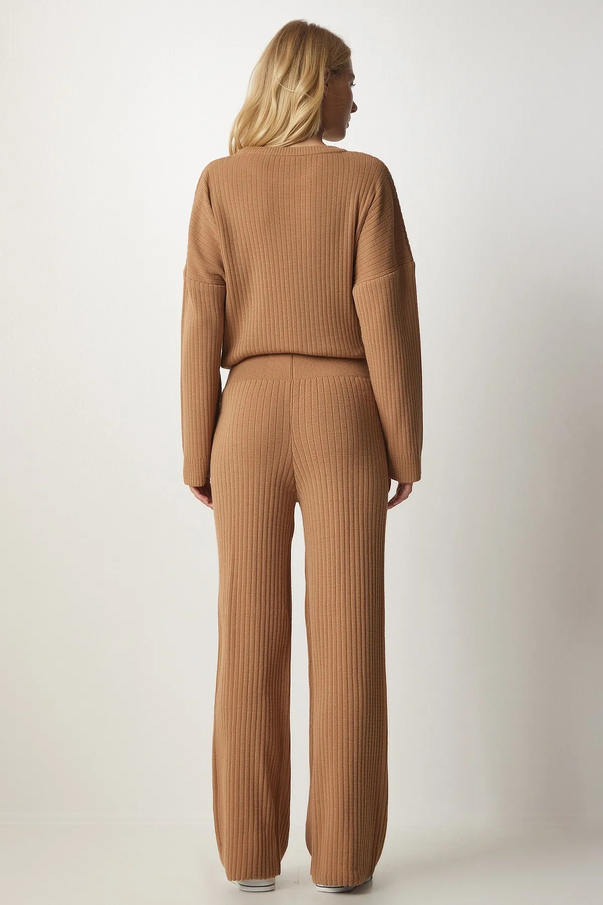 Happiness İstanbul  Damen-Strick-Sweatshirt-Hosen-Set in Keksform, MX00112