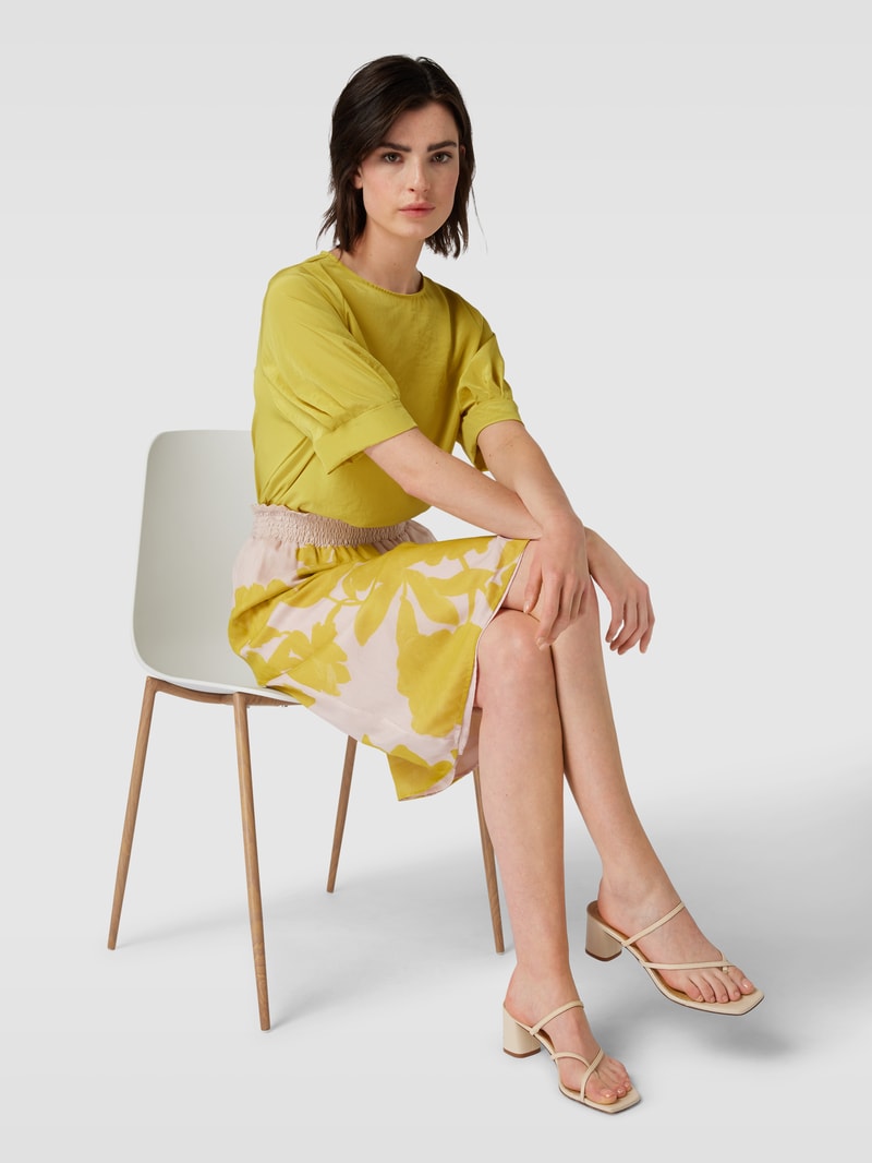 Knielanger Rock mit Allover-Print in rosé